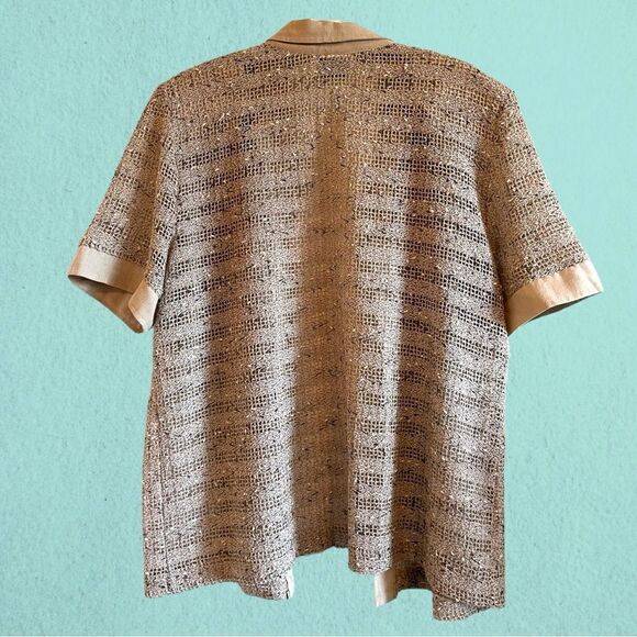 Vintage short sleeve linen mesh button down shirt - Picture 4 of 11